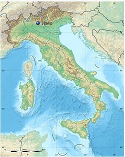 Июнь 2016. Озеро Изео на карте Италии. [Интернет]