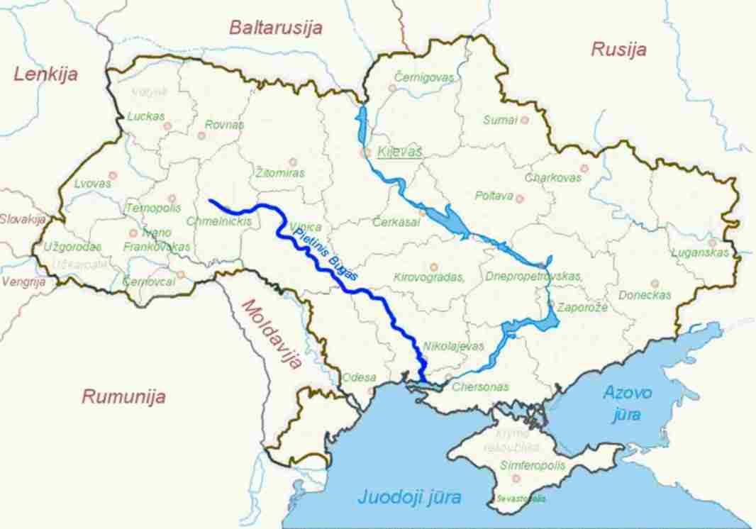 Река Южный Буг на карте Украины