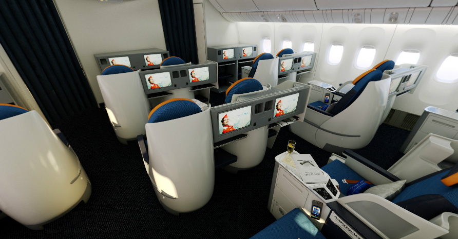 Бизнес класс российского боинга 777 на линии Москва-Гонконг [официальное фото Аэрофлота]