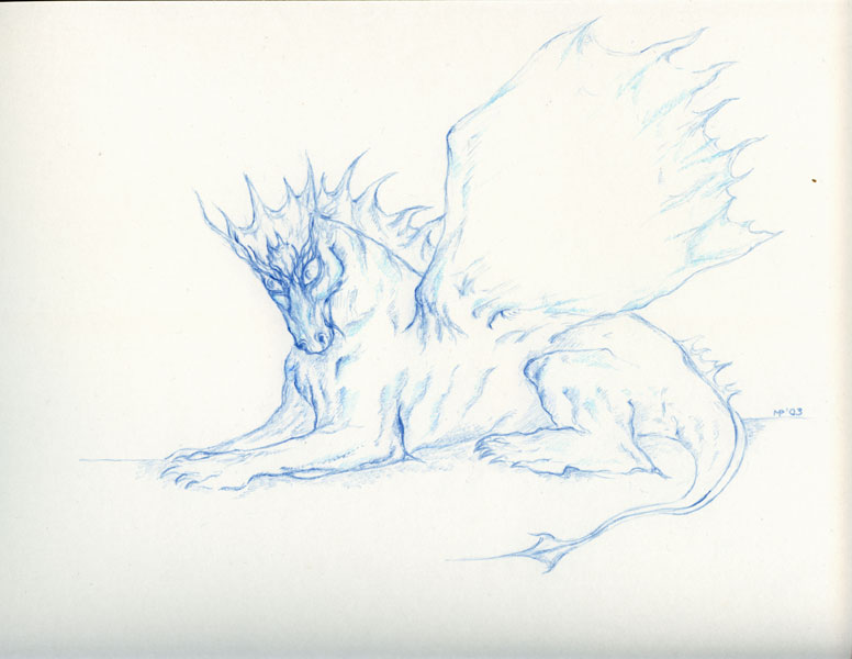 Сказочный зверь - бумага, цветн. карандаши, 2003 [Марк Певзнер]
