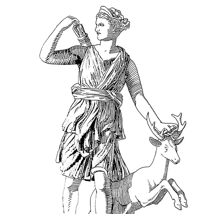 Артемида -- богиня охоты и покровительница всего живого. 
