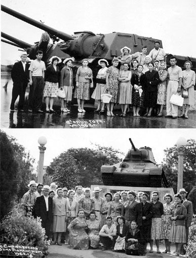 1962 г. Севастополь. Сапун-гора. Я в центре на танке.1962 г. Симферополь. Памятник танкистам. Я слева. []