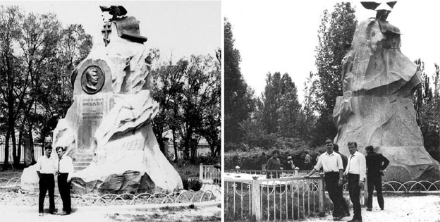 Июнь 1971 г. Пржевальск. Памятник и могила великого путешественника на высоком берегу Иссык-Куля. Я слева. []