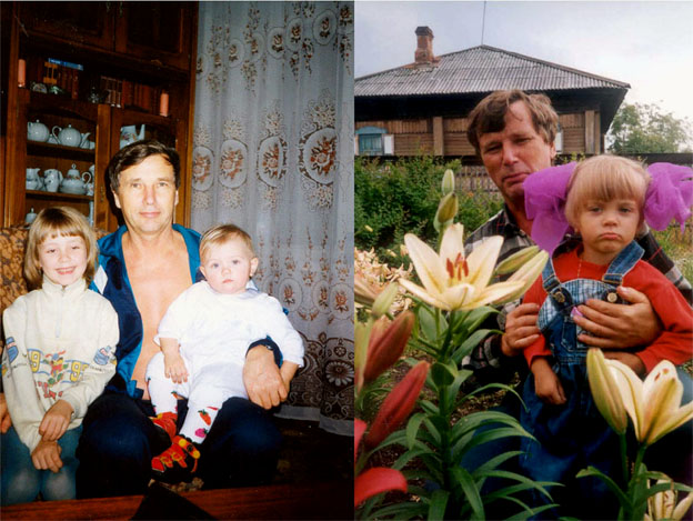 Томск. Январь 1999 г. Вика (дочь Лены) и Дарьяна (дочь Саши). Оськино. Июль 2000 г. Дарьяна. []