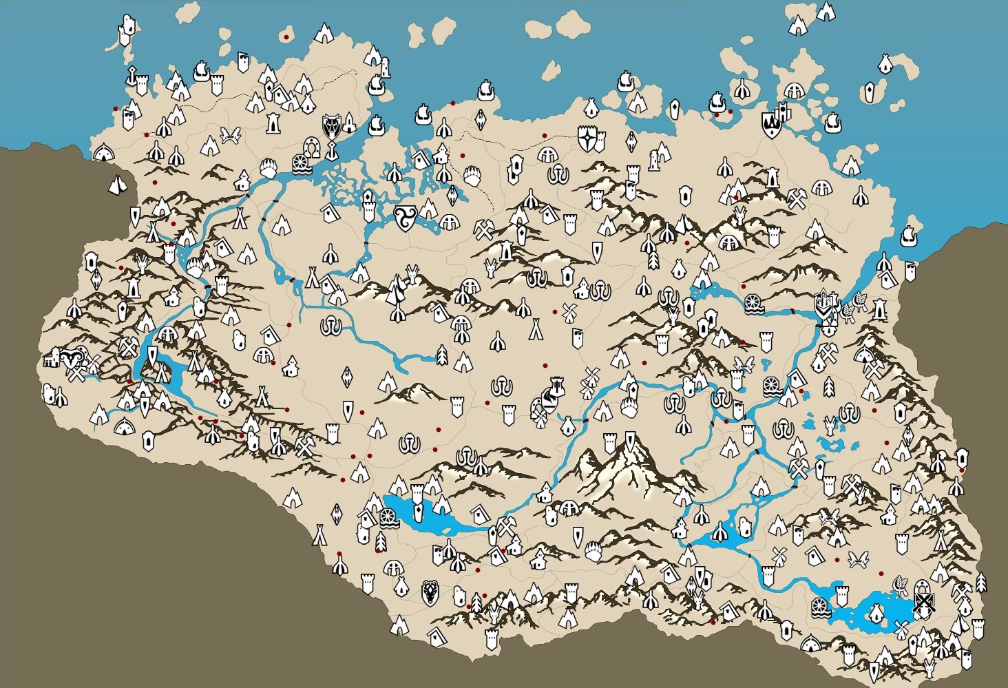 игровая карта Скайрима со всеми локациями включая локации дополнения 651177...